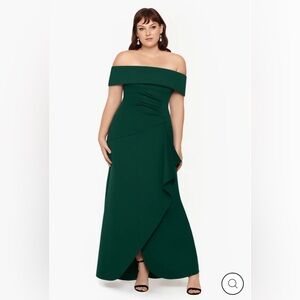 "HAILEY" LONG SCUBA CREPE OFF THE SHOULDER GOWN